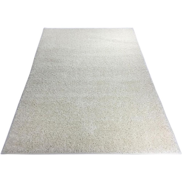 Shaggy 5 ft. x 7 ft. Ivory Solid Synthetic Rectangle Area Rug
