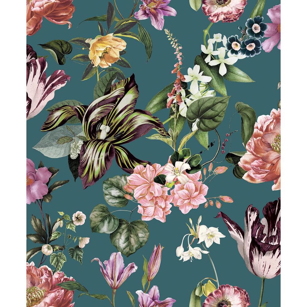 Flora Collection Green Floral Rhapsody Matte Finish Non-Pasted Vinyl on Non