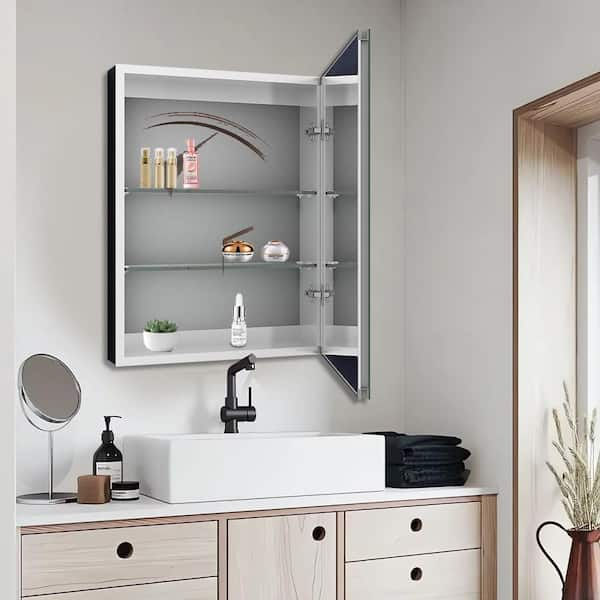 Stainless Steel Silver Corner Mount Medicine Cabinet with 3 Storage Sh –  MyGift