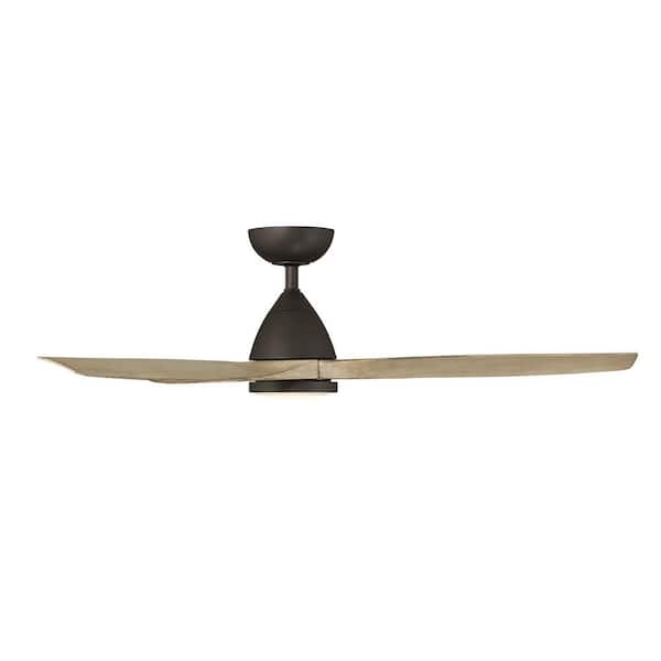 Skylark 54 in. 3-Blade Smart Indoor/Outdoor Bronze/white Oak Downrod Mount Ceiling Fan 4CCT LED Remote Included