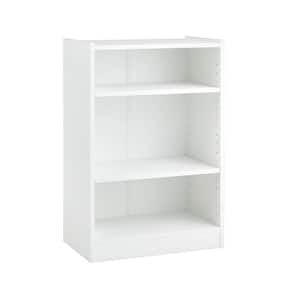19.5 in. Wide White 3-Tier Bookcase Corner Bookshelf Display Rack with 18-Position Adjustable Shelves