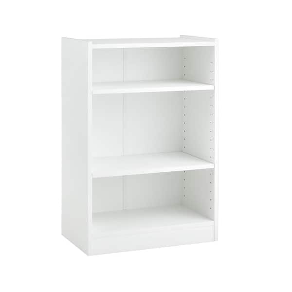 HONEY JOY 19.5 in. Wide White 3-Tier Bookcase Corner Bookshelf Display Rack with 18-Position Adjustable Shelves