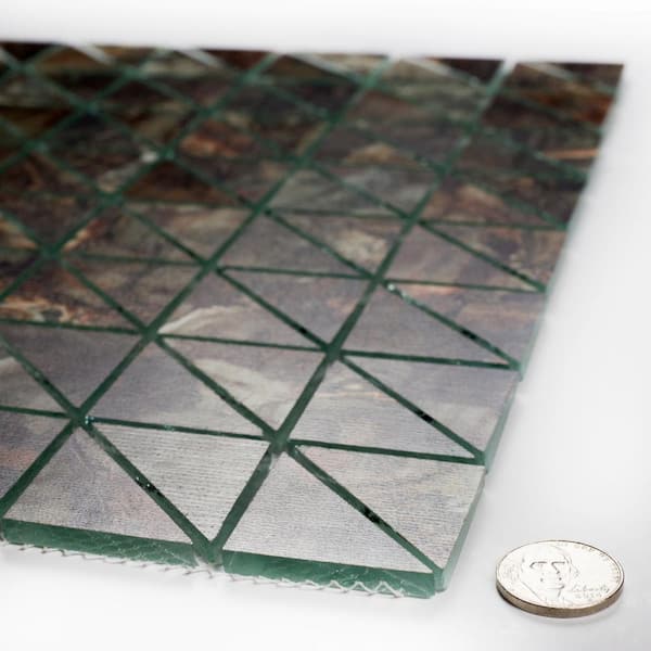 Art Deco Agate Stone 12 in. x 12 in. Triangle Square Glass Mosaic Backsplash Wall Tile (2 sq.ft/Case)