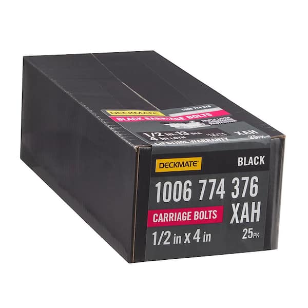 1/2 in. -13 x 4 in. Black Deck Exterior Carriage Bolt (25-Pack)