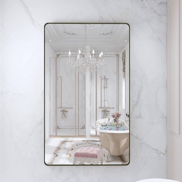 59 in. W x 36 in. H Rectangular Framed Wall Mounted Bathroom Vanity Mirror in Brushed Bronze