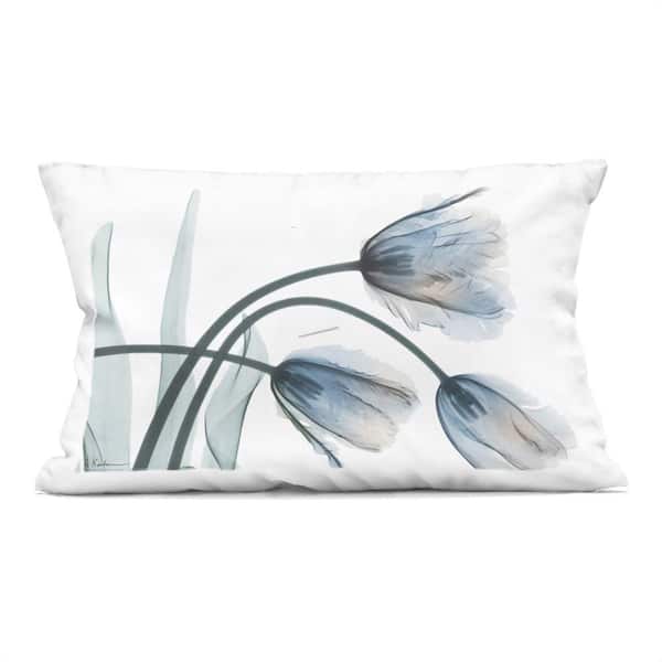 Stupell Industries Iced Tulip Blossoms Blue Abstract Polyester 14 in. x 20 in. Throw Pillow