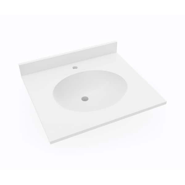 Swan Ellipse 25 in. W x 19 in. D Solid Surface Vanity Top with Sink in White