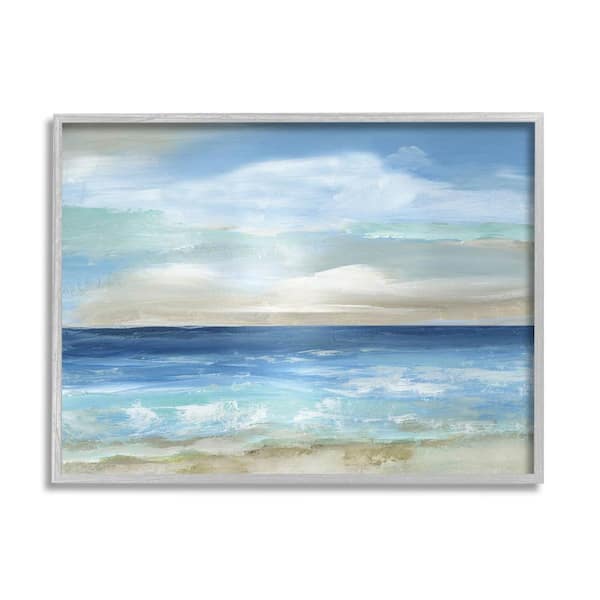 The Stupell Home Decor Collection Crashing Ocean Ripples Scenery Design by Nan Framed Nature Art Print 30 in. x 24 in.