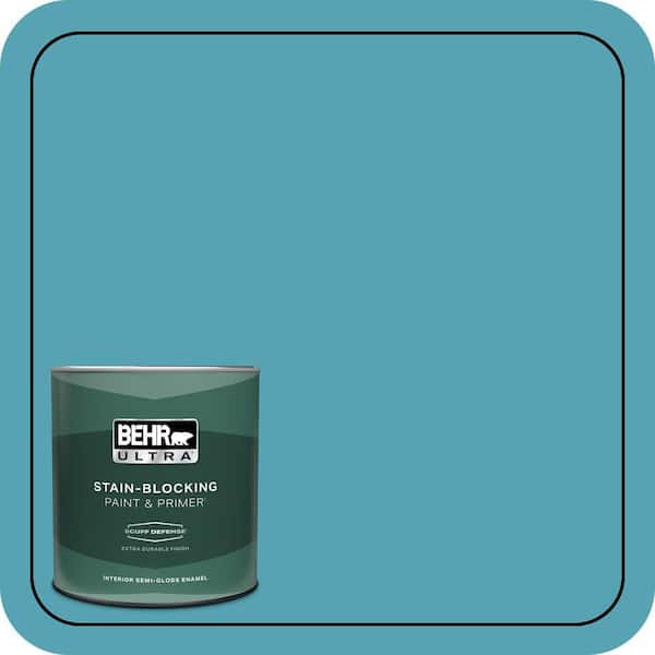 BEHR ULTRA 1 qt. #M470-5 Explorer Blue Extra Durable Semi-Gloss Enamel Interior Paint & Primer