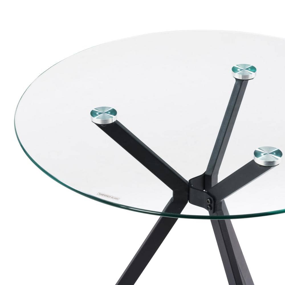 Lennox Round Glass Top Black Iron Bistro Table