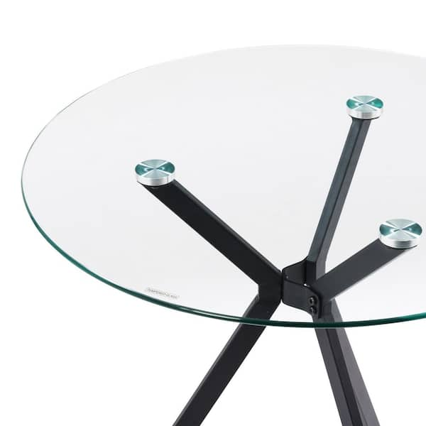 CORLIVING Lennox 28 in. Round Clear Glass Top Bistro Table with