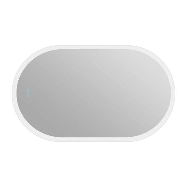 Unbranded 24 in. W x 40 in. H Oval Frameless LED Light Anti Fog Wall-Mounted Bathroom Vanity Mirror in Silves