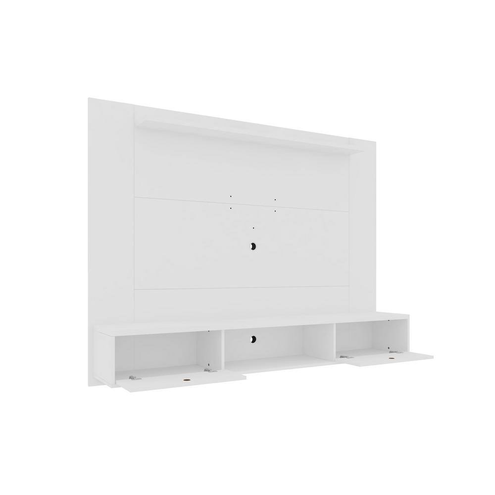 White Wall-Mounted Floating Entertainment Center with Storage