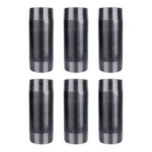 2 in. x 6 in. Black Industrial Steel Grey Plumbing Nipple (4-Pack)