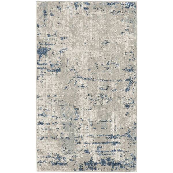 2 ft. x 4 ft. Gray and Ivory Abstract Power Loom Area Rug