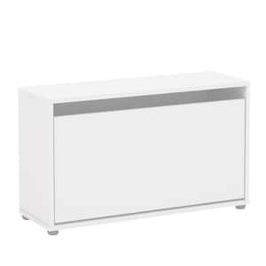 Compact White Shoe Storage with Pull Down Door