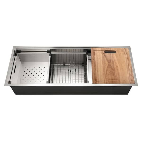 Houzer Novus 45 in. Stainless Steel Undermount Single Bowl Dual Platform Workstation Kitchen Sink - NVS-6500