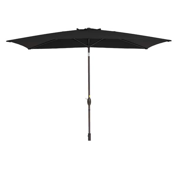 Inner Decor Seymo 10 ft. x 6.5 ft. Steel Rectangular Market Tilt Patio Umbrella in Black without Base