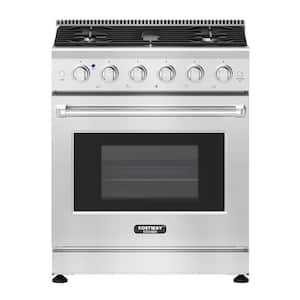 30 in. 5-Burners Cooktop Gas Range in Stainless Steel With 4.55 cu. ft. Convection Oven