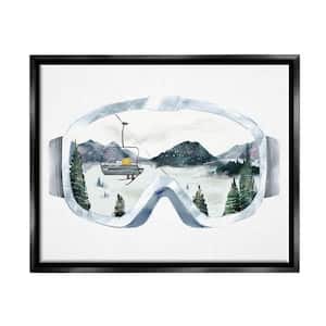 Ski Mountain Reflection in Sports Goggles Winter Forest by Ziwei Li Floater Frame Sports Wall Art Print 25 in. x 31 in.