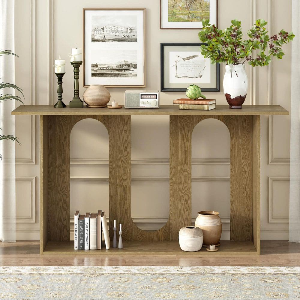 Harper & Bright Designs Arch Design 60 in. Natural Rectangle Ash