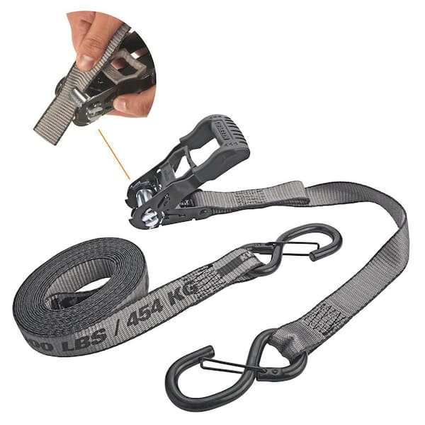 KwikFeed Ratchet Tie Down Strap 16ft. x 1.25in. 1,000lbs. with Safety Clip (2-Pack)