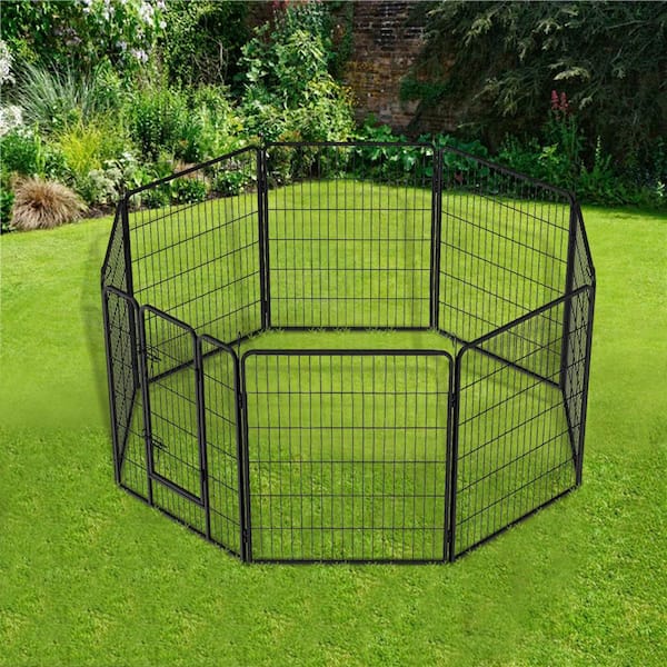 40 in. Heavy-Duty Metal Outdoor Dog Fence, Pet Playpen with Doors 8 Panels  Exercise Pens Temporary Camping Fence