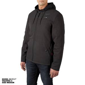 Men's Medium M12 12V Lithium-Ion Cordless AXIS Black Heated Quilted Hooded Jacket Kit with One 3.0Ah Battery & Charger