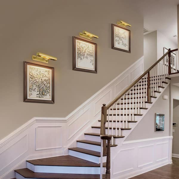 18 in. Brass Gallery Wall Light, Modern Painting Light, LED Gold Art Light for Artwork Poster Portrait Library Display