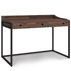 Ralston 48 in. Rectangle Distressed Charcoal Brown Acacia Wood 2 Drawer Computer Desk with Pull-out Keyboard tray