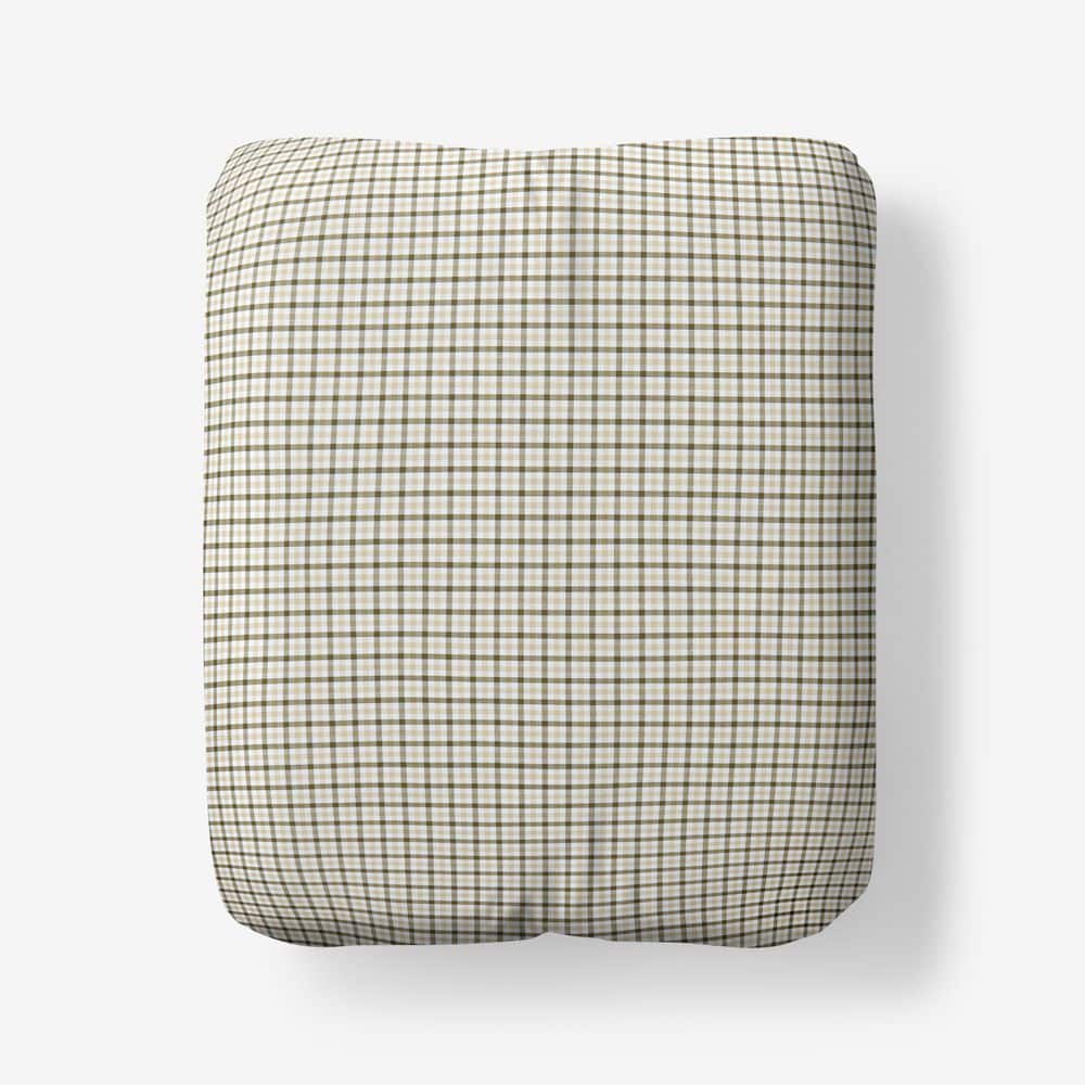 Company Cotton Yarn-Dyed Mini Check Green Cotton Percale Queen Fitted Sheet price history on PriceWatchPro