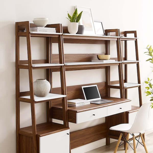MODWAY Bixby 90 In W Rectangular in Walnut White 3-Piece Home
