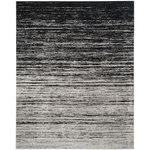 Adirondack Silver/Black 10 ft. x 14 ft. Solid Color Striped Area Rug