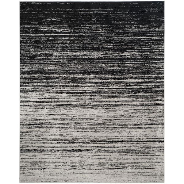 SAFAVIEH Adirondack Silver/Black 11 ft. x 15 ft. Solid Color Striped Area Rug