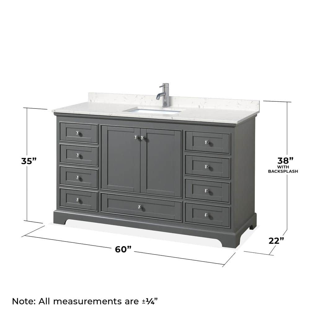 Deborah 60" Dark Gray Marble Top Single Vanity