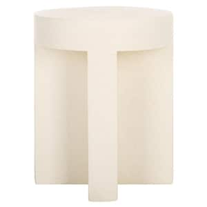 Aldrich 18 in. White Round Concrete End Table