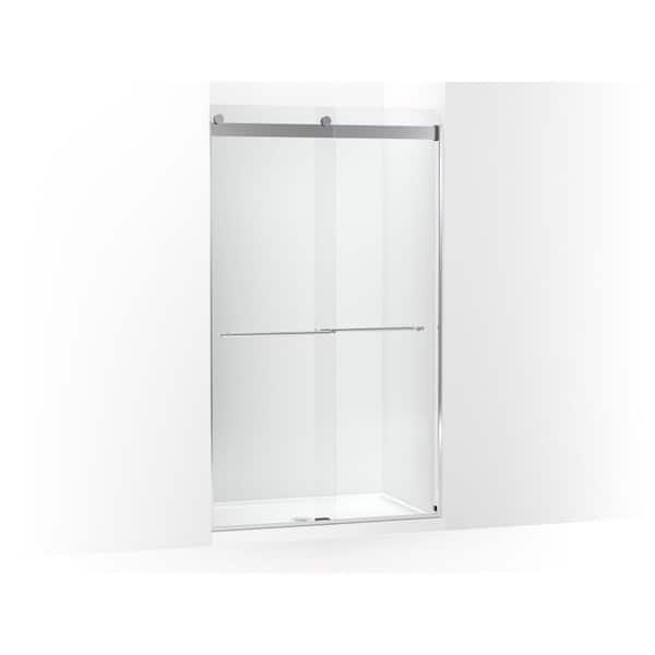 KOHLER Levity Plus 47.625 in. W x 81.61 in. H with 3/8 in. Thick Sliding Frameless Shower Door Crystal Clear Glass