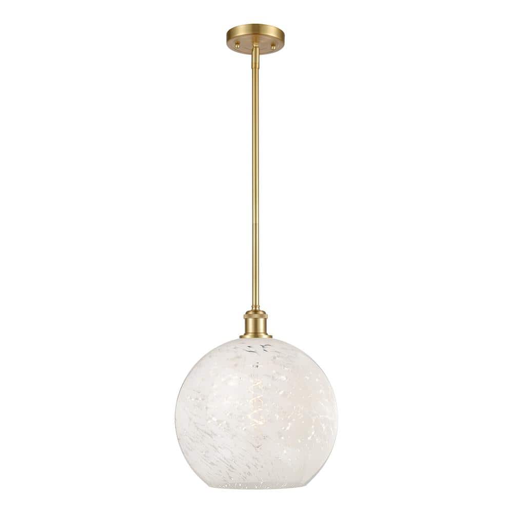 White Mouchette 100-Watt 1-Light Satin Gold Shaded Mini Pendant Light with Painted Glass Shade price history on PriceWatchPro