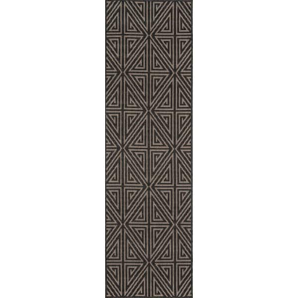 Momeni Baja Charcoal 2 ft. x 8 ft. Indoor/Outdoor Runner Rug