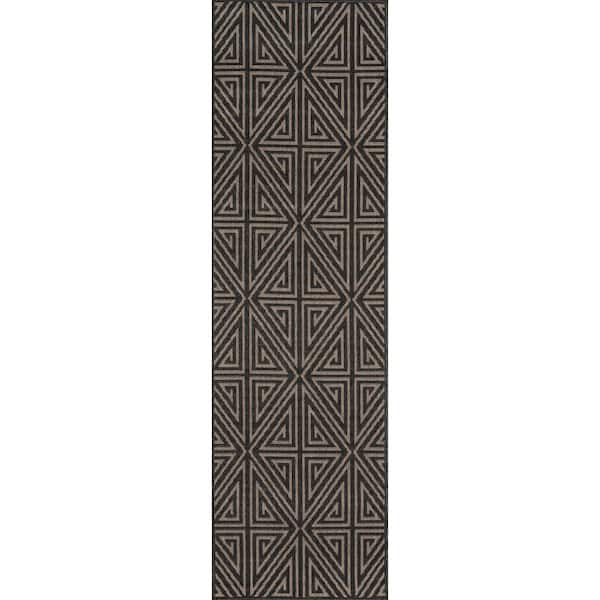 Momeni Baja Charcoal 2 ft. x 8 ft. Indoor/Outdoor Runner Rug