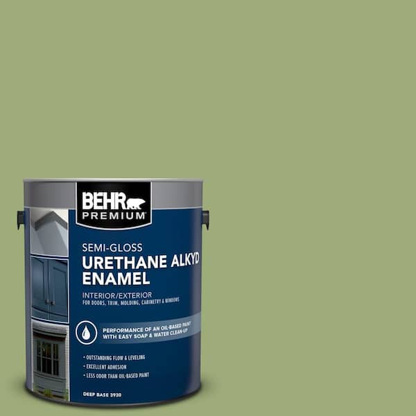 BEHR PREMIUM 1 gal. #BIC-12 Siamese Green Urethane Alkyd Semi-Gloss Enamel Interior/Exterior Paint