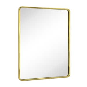 19 in. W x 23 in. H Modern & Contemporary Rectangular Framed Wall Mounted Bathroom Vanity Mirrors in Brushed Gold