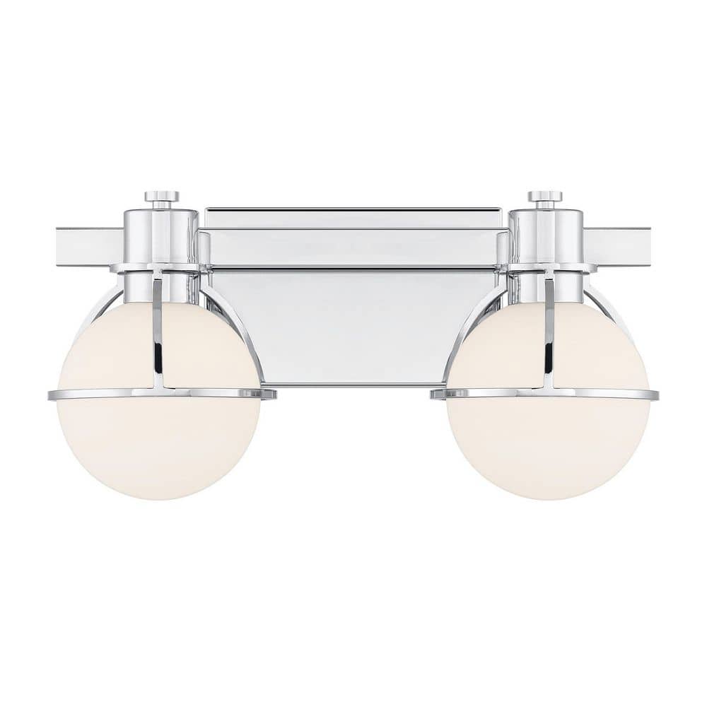 Pierce 15.5 in. W x 7.5 in. H 2-Light Chrome Bathroom Vanity Light with Opal Glass Shades price history on PriceWatchPro