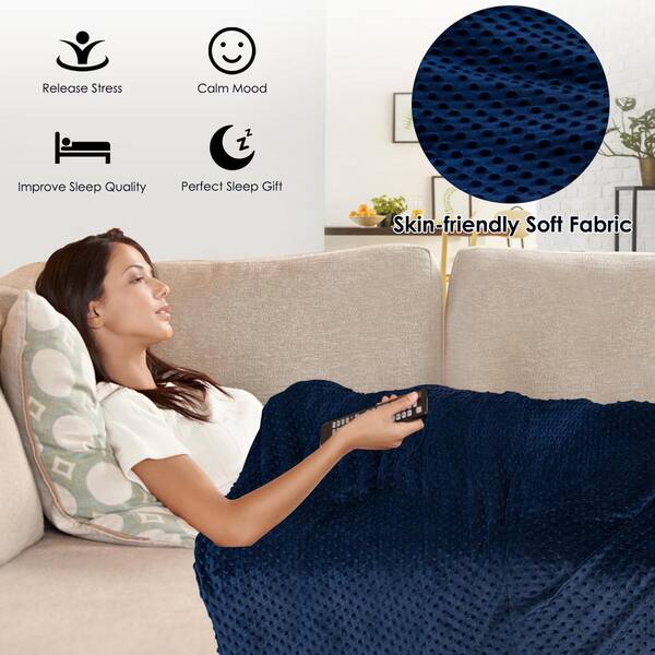 Quility Premium Weighted Blanket with Soft Cotton Cover, 60x80, 20 lbs,  Navy Blue