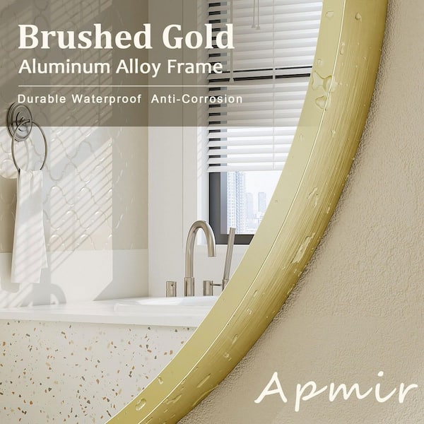 18 in. W x 18 in. H Round Aluminum Alloy Framed French Cleat Mounted Wall Decor Bathroom Vanity Mirror in Matte Gold