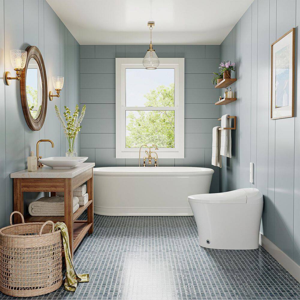 Elongated White Electric Dual Flush Smart Bidet Toilet