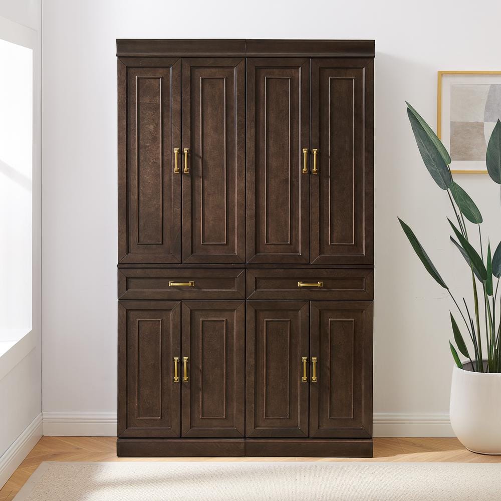Stanton Tall Brown Wood Kitchen Storage Pantry Set