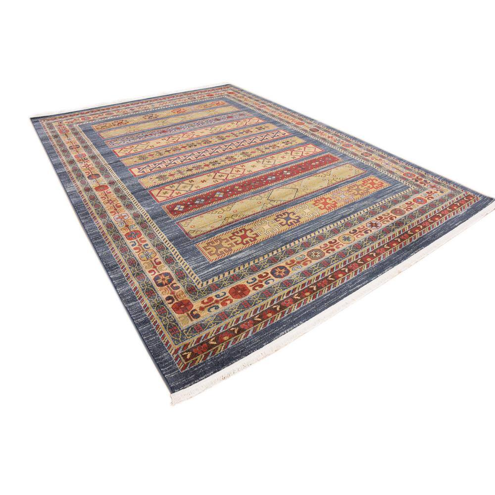 Handmade Rectangular Easy-Care Blue Geometric Synthetic Rug