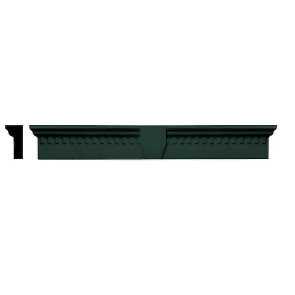 Builders Edge 3-3/4 in. x 9 in. x 73-5/8 in. Composite Classic Dentil Window Header with Keystone in 122 Midnight Green