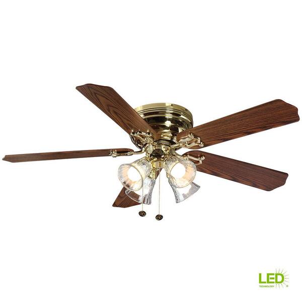 Hampton Bay Carriage House 52 In Led, Universal Ceiling Fan Light Kit Polished Brass